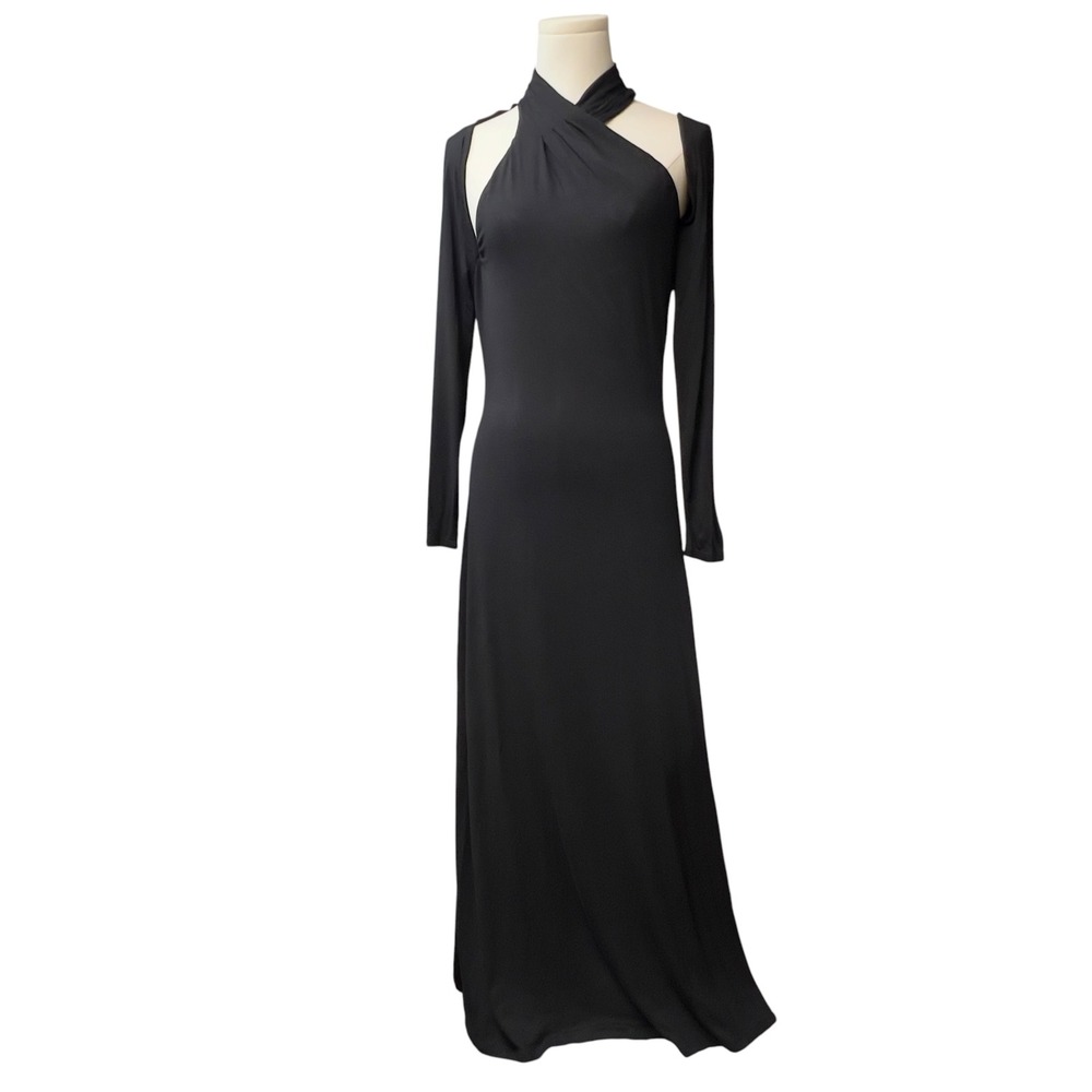 Fourteenth Place Criss Cross‎ Neckline Long Dress Long Sleeve Size S/P Black